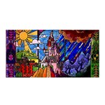 Beauty Stained Glass Castle Building Satin Wrap 35  x 70  Front