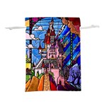 Beauty Stained Glass Castle Building Lightweight Drawstring Pouch (L) Back