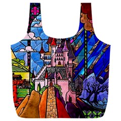 Beauty Stained Glass Castle Building Full Print Recycle Bag (xxl) by Cowasu