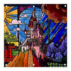 Beauty Stained Glass Castle Building Banner And Sign 3  X 3 