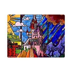 Beauty Stained Glass Castle Building Premium Plush Fleece Blanket (mini) by Cowasu