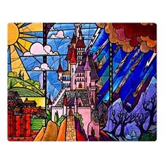 Beauty Stained Glass Castle Building Premium Plush Fleece Blanket (large) by Cowasu