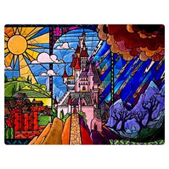 Beauty Stained Glass Castle Building Premium Plush Fleece Blanket (extra Small) by Cowasu