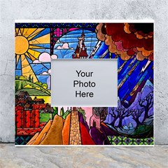 Beauty Stained Glass Castle Building White Wall Photo Frame 5  X 7  by Cowasu