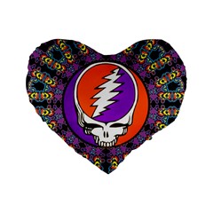 Gratefuldead Grateful Dead Pattern Standard 16  Premium Flano Heart Shape Cushions by Cowasu