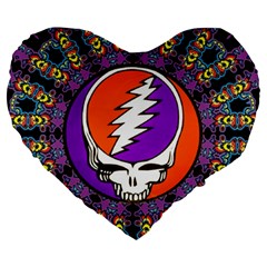 Gratefuldead Grateful Dead Pattern Large 19  Premium Flano Heart Shape Cushions by Cowasu