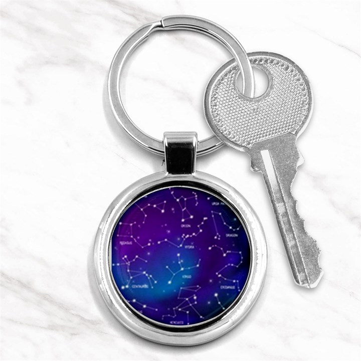 Realistic Night Sky With Constellations Key Chain (Round)