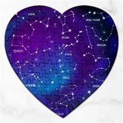 Realistic Night Sky With Constellations Jigsaw Puzzle (heart) by Cowasu