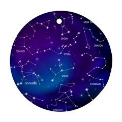 Realistic Night Sky With Constellations Round Ornament (two Sides) by Cowasu