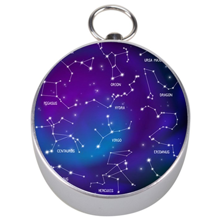 Realistic Night Sky With Constellations Silver Compasses