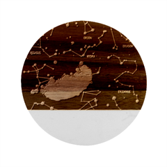 Realistic Night Sky With Constellations Marble Wood Coaster (round) by Cowasu