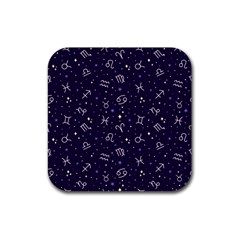 Vector Seamless Dark Zodiac Sign Star Symbol Pattern Rubber Coaster (square) by Bedest