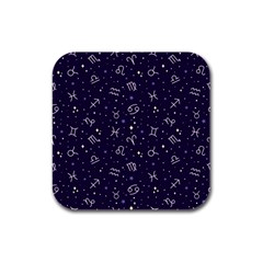 Vector Seamless Dark Zodiac Sign Star Symbol Pattern Rubber Square Coaster (4 Pack) by Bedest