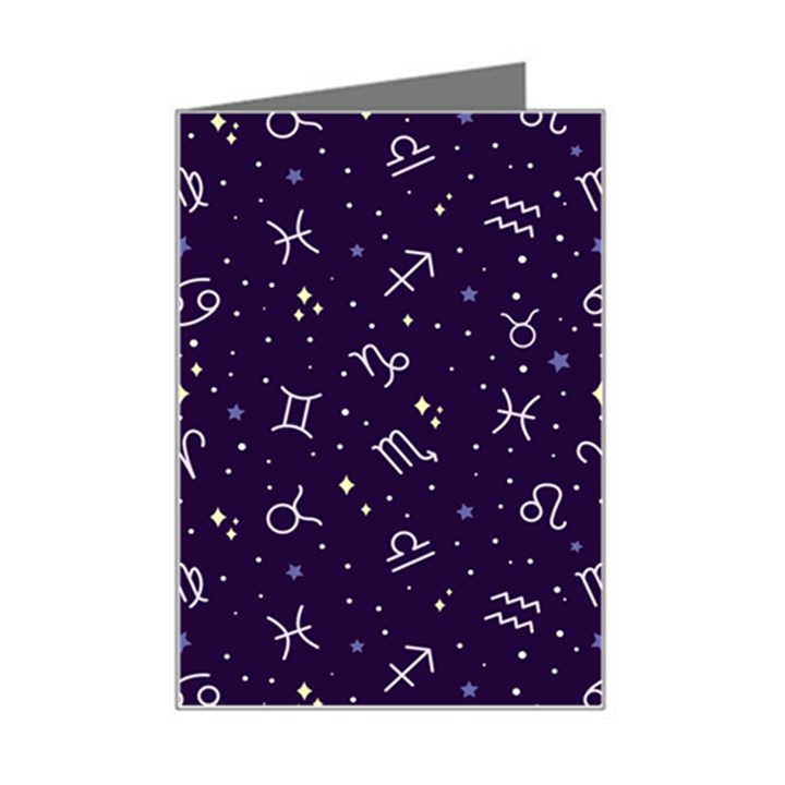 Vector Seamless Dark Zodiac Sign Star Symbol Pattern Mini Greeting Card