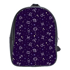 Vector Seamless Dark Zodiac Sign Star Symbol Pattern School Bag (large) by Bedest