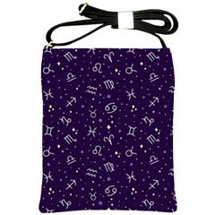 Vector Seamless Dark Zodiac Sign Star Symbol Pattern Shoulder Sling Bag by Bedest