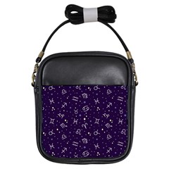 Vector Seamless Dark Zodiac Sign Star Symbol Pattern Girls Sling Bag by Bedest