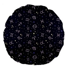 Vector Seamless Dark Zodiac Sign Star Symbol Pattern Large 18  Premium Flano Round Cushions by Bedest