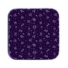 Vector Seamless Dark Zodiac Sign Star Symbol Pattern Square Metal Box (black) by Bedest