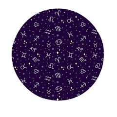 Vector Seamless Dark Zodiac Sign Star Symbol Pattern Mini Round Pill Box by Bedest