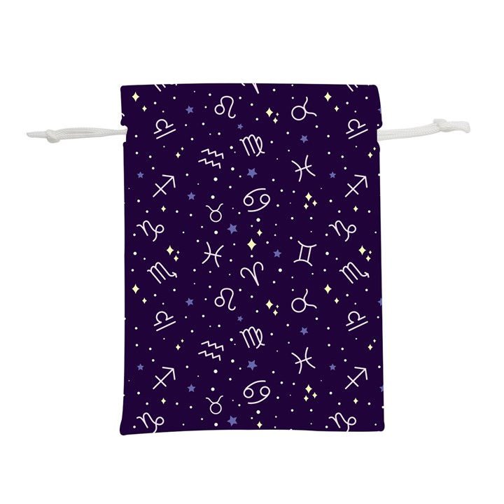 Vector Seamless Dark Zodiac Sign Star Symbol Pattern Lightweight Drawstring Pouch (L)