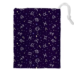 Vector Seamless Dark Zodiac Sign Star Symbol Pattern Drawstring Pouch (4xl) by Bedest