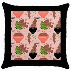 Japanese Street Food Soba Noodle In Bowl Pattern Throw Pillow Case (black)