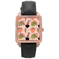 Japanese Street Food Soba Noodle In Bowl Pattern Rose Gold Leather Watch  by Bedest