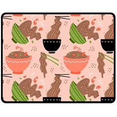 Japanese Street Food Soba Noodle In Bowl Pattern Two Sides Fleece Blanket (medium) by Bedest