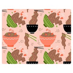 Japanese Street Food Soba Noodle In Bowl Pattern Two Sides Premium Plush Fleece Blanket (medium) by Bedest