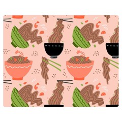 Japanese Street Food Soba Noodle In Bowl Pattern Premium Plush Fleece Blanket (medium) by Bedest