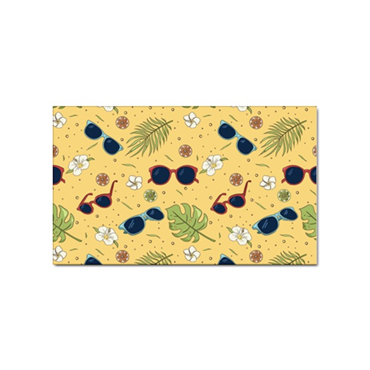 Seamless Pattern Of Sunglasses Tropical Leaves And Flower Sticker Rectangular (100 pack)