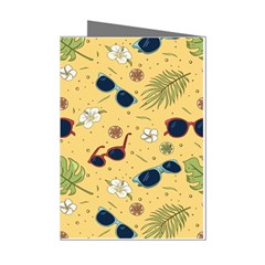 Seamless Pattern Of Sunglasses Tropical Leaves And Flower Mini Greeting Cards (pkg Of 8) by Bedest