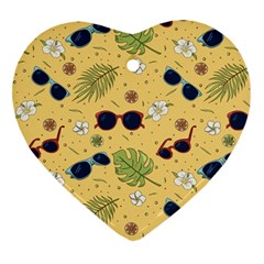 Seamless Pattern Of Sunglasses Tropical Leaves And Flower Heart Ornament (two Sides) by Bedest