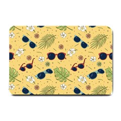 Seamless Pattern Of Sunglasses Tropical Leaves And Flower Small Doormat by Bedest