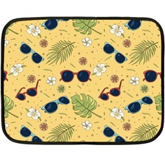 Seamless Pattern Of Sunglasses Tropical Leaves And Flower Fleece Blanket (mini) by Bedest