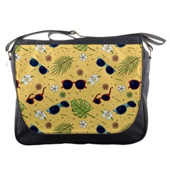 Seamless Pattern Of Sunglasses Tropical Leaves And Flower Messenger Bag by Bedest