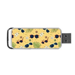 Seamless Pattern Of Sunglasses Tropical Leaves And Flower Portable Usb Flash (one Side)