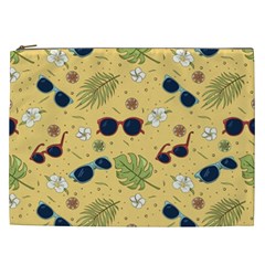 Seamless Pattern Of Sunglasses Tropical Leaves And Flower Cosmetic Bag (xxl) by Bedest