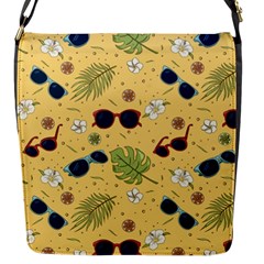 Seamless Pattern Of Sunglasses Tropical Leaves And Flower Flap Closure Messenger Bag (s)