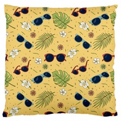 Seamless Pattern Of Sunglasses Tropical Leaves And Flower Standard Premium Plush Fleece Cushion Case (two Sides)