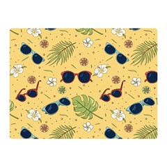 Seamless Pattern Of Sunglasses Tropical Leaves And Flower Two Sides Premium Plush Fleece Blanket (mini) by Bedest