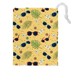 Seamless Pattern Of Sunglasses Tropical Leaves And Flower Drawstring Pouch (4xl) by Bedest