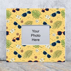 Seamless Pattern Of Sunglasses Tropical Leaves And Flower White Wall Photo Frame 5  X 7  by Bedest