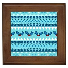 Blue Christmas Vintage Ethnic Seamless Pattern Framed Tile by Bedest