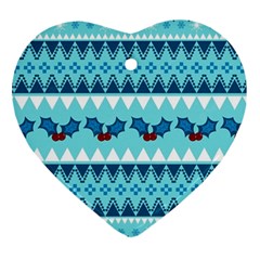 Blue Christmas Vintage Ethnic Seamless Pattern Ornament (heart)