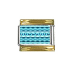 Blue Christmas Vintage Ethnic Seamless Pattern Gold Trim Italian Charm (9mm)