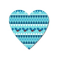 Blue Christmas Vintage Ethnic Seamless Pattern Heart Magnet by Bedest