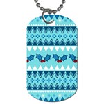 Blue Christmas Vintage Ethnic Seamless Pattern Dog Tag (One Side) Front