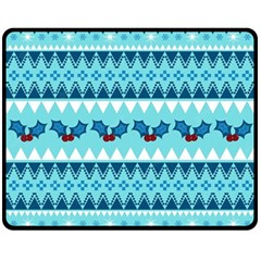 Blue Christmas Vintage Ethnic Seamless Pattern Fleece Blanket (medium) by Bedest